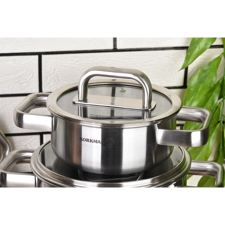 سرویس قابلمه و تابه استیل 8 پارچه کرکماز مدل SILVERA کد 2788
